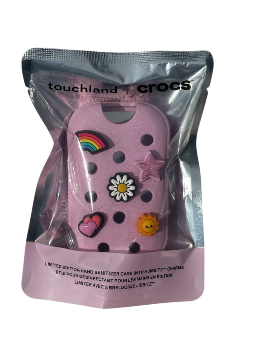 Touchland + Crocs Pink Case + 5 Jibbitz for Touchland Hand Sanitizer Key Chain